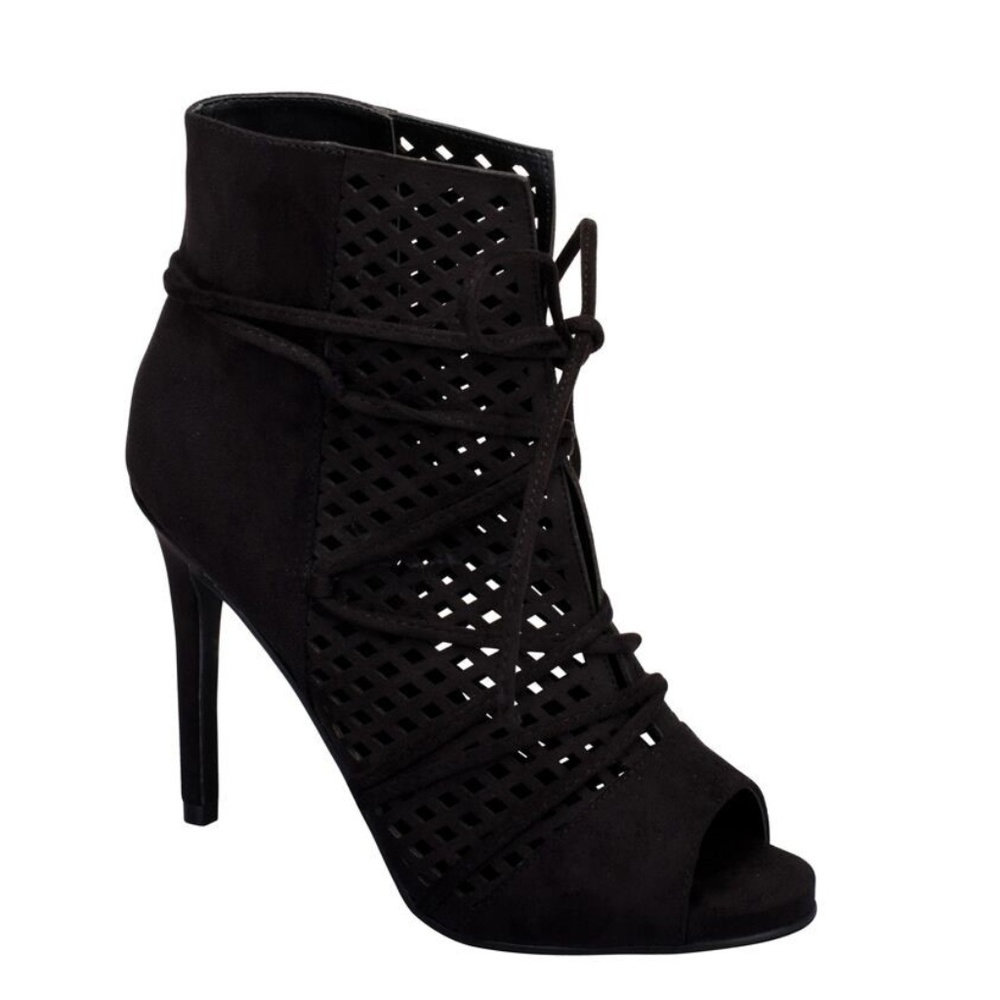 Breckelles Peep Toe Black Ankle Boots Size 5.5 USA LAST ONE!!